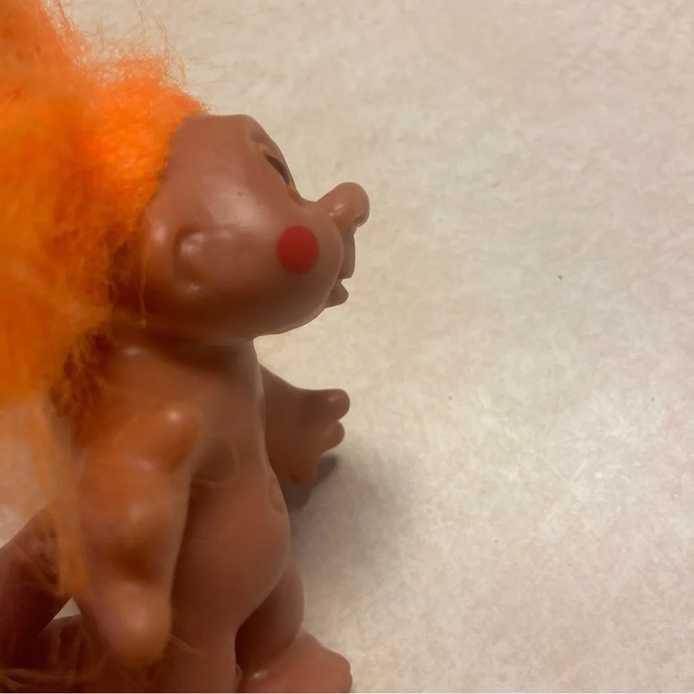 Vintage Troll Doll DAM 1986 Orange Hair 5” Nude No Clothes Ugly Doll Kitchsy